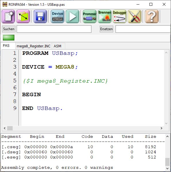 Bild 3.4.1.a: Vorbereiten des RONPAS-Compiler