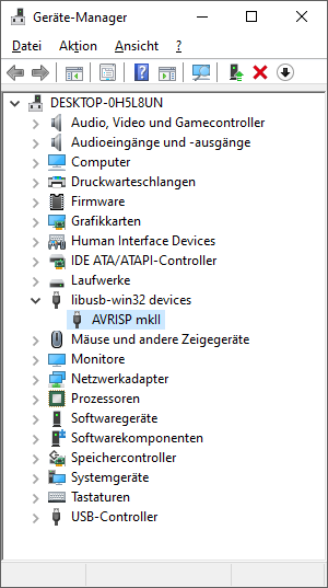 AVR ISP mkII mit Treiber