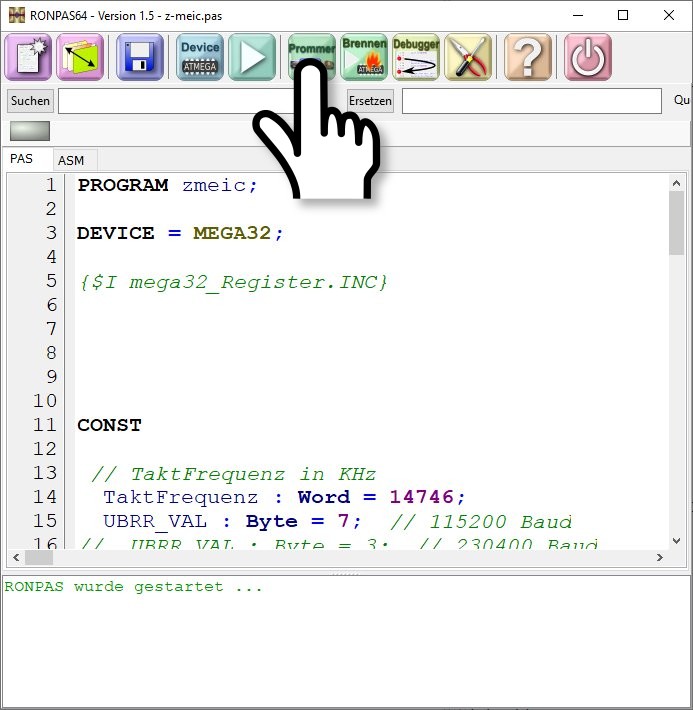 Auswahl des AVR ISP Programmers 1